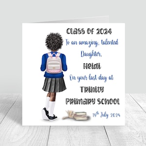 Tarjeta personalizada para dejar la escuela para niñas, último día de escuela primaria, escuela secundaria, tarjeta de salida de la escuela secundaria, clase de 2024, fin de año 1191