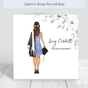 Carte de vœux faite main pour femme | Personnalisé | Félicitations, cadeaux de remise des diplômes PERSONNALISATION DES CHEVEUX