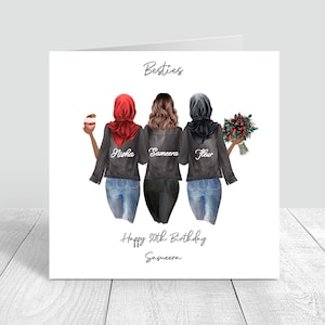 Melhor amigo muçulmano feliz aniversário cartão feito à mão irmã/primo 18º 21º 25º 30º 35º 40º 50º 60º personalizado