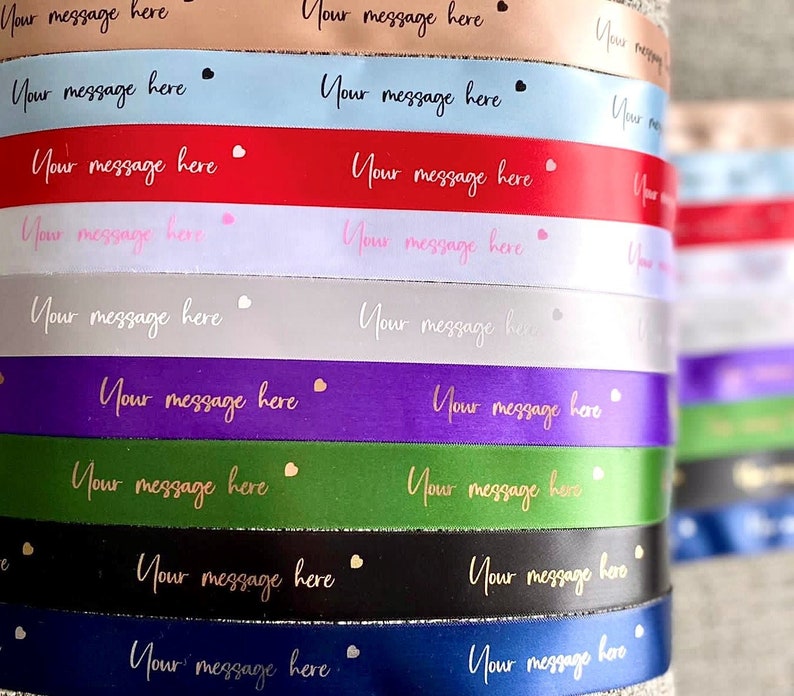 Personalised Business Satin Ribbon Custom 10mm 15mm 25mm 50mm 100mm gift wrap Business logo branding image 1