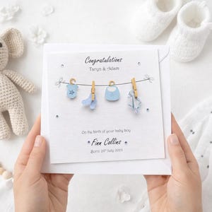 Personalised New born baby boy card, greetings card, keepsake handmade greetings card 3D unique new baby card