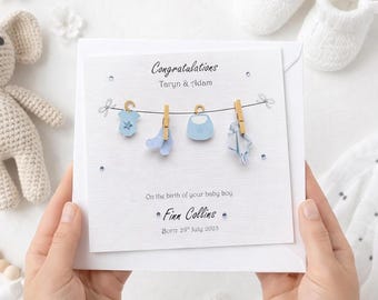 Personalised New born baby boy card, greetings card, keepsake handmade greetings card 3D unique new baby card