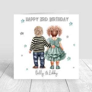 Personalised Twin Boy, Girl Birthday Card,Twin Handmade & Personalised Cards 1st 2nd 3rd Birthday Daughter Grandson Son Nephew Brother 1463