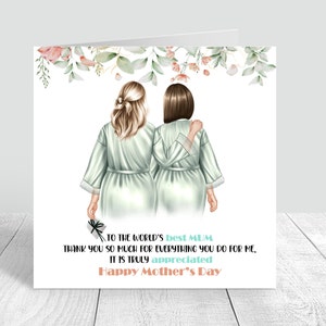 Tarjeta feliz del día de la madre hecha a mano y personalizada mamá / mamá / verde salvia con amor regalo personalizado del día de la madre tarjeta madre / hija 356