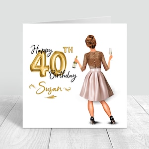 Carte d'anniversaire personnalisée pour femme, cadeau fait main pour sa soeur, meilleure amie, cousine 18e 21e 25e 30e 35e 40e 190