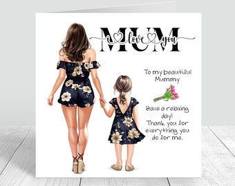 Personalised Happy Mother's Day Card Handmade Mummy / Mom/ Daughter With love card Personalized Mothers day Gift Mother / Daughter card 873