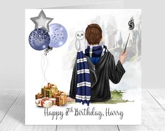 Personalised Boys Wizard Birthday Card Son Grandson Nephew Brother Magic Wizardry, Wand Birthday Card 5th 6th 8th 10th 768