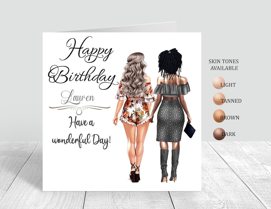 Personalised Women's Best Friend Happy Birthday Handmade Card for Her ...