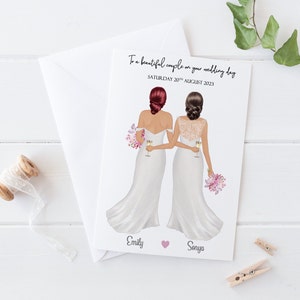 Personalisierte Braut Hochzeit Karte | Herzlichen Glückwunsch | Glücklicher Hochzeitstag|Hochzeitskleid| Bräute Hochzeitskarte| Mrs & Mrs 1203