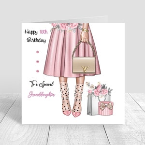 Carte d'anniversaire de mode personnalisée pour femmes, faite à la main, sœur/amie/maman/tante/cousin/18e, 21e, 30e, 40e, 50e
