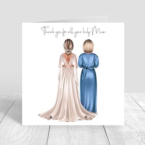 Giorno del matrimonio Biglietto fatto a mano di ringraziamento alla mamma / Suocera / Capelli personalizzabili / Biglietto per sposa e mamma