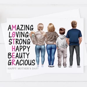 Personalised Happy Mother's Day Card, Large Card, Handmade Mummy / Mom/ Purple With love Personalized Mothers day Gift / Daughter card 1533