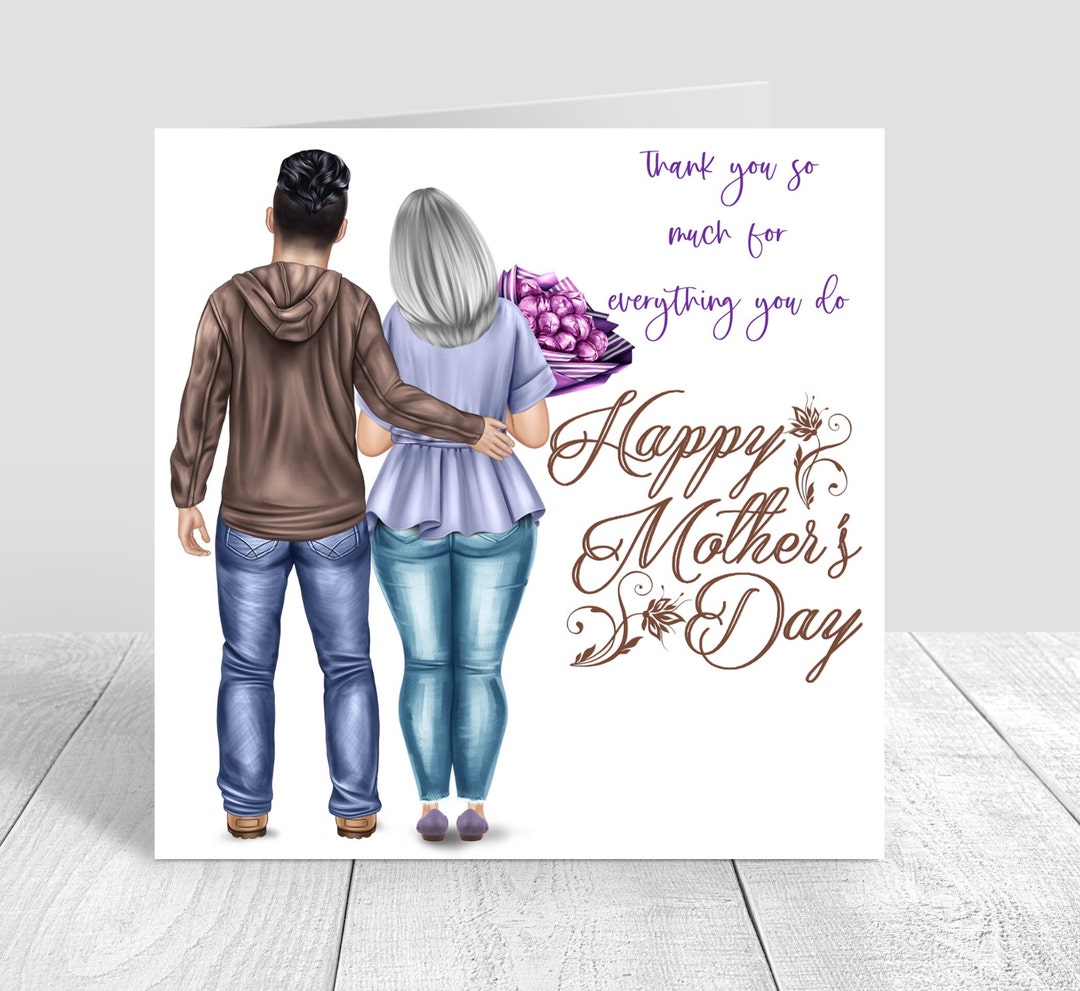 Personalised Happy Mothers Day Card Mother & Son Mothers Day Greeting ...