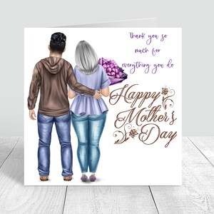 Gepersonaliseerde Happy Mothers Day Card Moeder & Zoon Moederdag Wenskaart Bedankt, met liefde Moeder Zoon Handgemaakte kaart voor Moederdag 355