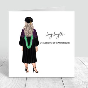 Carte de vœux faite main pour femme | Personnalisé | Félicitations, cadeaux de remise des diplômes PERSONNALISATION DES CHEVEUX