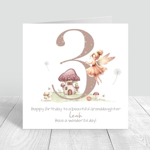 Personalised Girls 3rd Birthday Card Fairy Handmade Daughter Sister cousin Friend Granddaughter third Birthday Card Watercolour  798