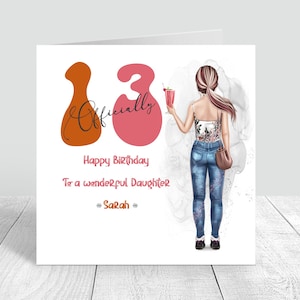 Biglietto personalizzato per 13° compleanno per ragazze, ufficialmente un biglietto fatto a mano per adolescenti, felice compleanno, figlia, nipote, sorella, amica, 152