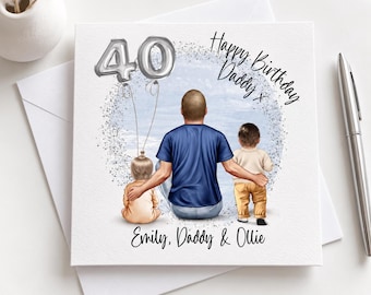 Personalised Dad 40th Birthday Card, Custom Daddy Birthday Card From Children,  40th Birthday Card for Dad, Father Birthday Gift 3161