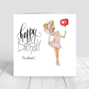 Joyeux anniversaire femmes carte faite à la main fille petite-fille nièce 18e 21e 25e 30e 40e