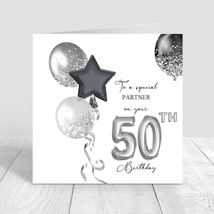 Carte de 40e anniversaire, ballons noirs argentés, cartes pour homme joyeux anniversaire papa/oncle/frère/grand-père/papa 18e 21e 30e 40e 50e 60e