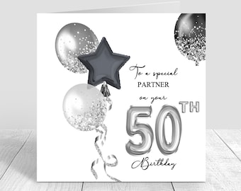 40.Geburtstagskarte, schwarz silberne Ballons, Karten für Männer alles Gute zum Geburtstag Vater / Onkel / Bruder / Opa 18.21.30.40.50.60