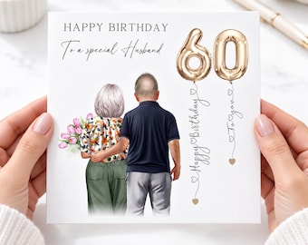 Personalised 60th Birthday Card for Husband, Husband Birthday Card, Birthday Card for Him, Happy 60th Birthday, Couple Birthday Card 3132