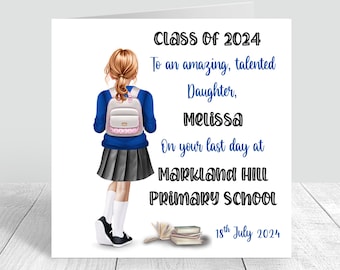 Personalised Girls School Leavers Card, Students End of year Last Day Primary School,Secondary School leaving card,Class of 2024  1189