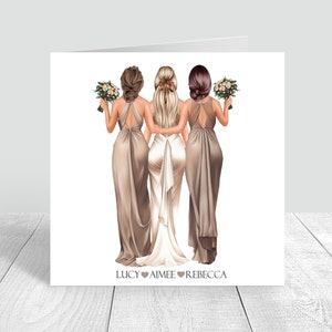 Carte de mariage personnalisée pour meilleure amie et soeur cousine, demoiselles d'honneur de joyeux mariage, demoiselle d'honneur Bestie robes de demoiselle d'honneur 1004