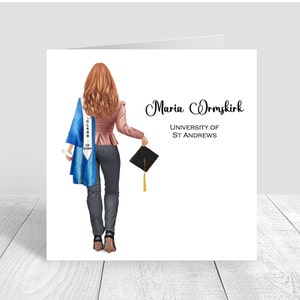 Carte de vœux faite main pour femme | Personnalisé | Félicitations, cadeaux de remise des diplômes PERSONNALISATION DES CHEVEUX