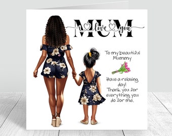 Personalised Happy Mother's Day Card Handmade Mummy / Mom/ Daughter With love card Personalized Mothers day Gift Mother / Daughter card 874