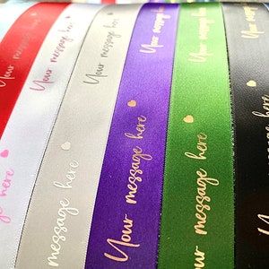 Personalised Christening Satin Ribbon Custom 10mm 15mm 25mm 50mm 100mm gift wrap image 1