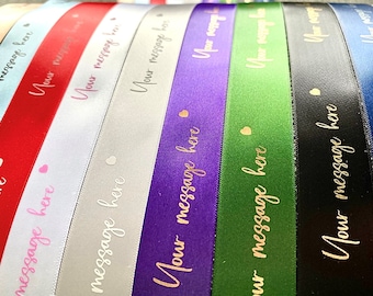 Personalised Christening Satin Ribbon Custom 10mm 15mm 25mm 50mm 100mm gift wrap