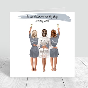 Le jour de son mariage, carte personnalisée faite main pour meilleure amie, soeur, cousine, meilleure amie, cheveux personnalisés, carte de mariage personnalisable 0089