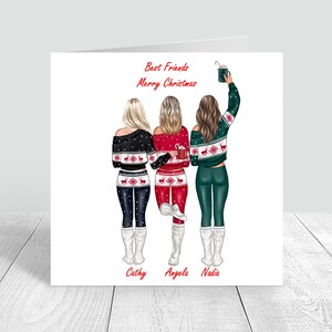 Carte personnalisée Bestie de Noël faite main de Joyeux Noël | Sœur| Maman| Meilleure amie|fille