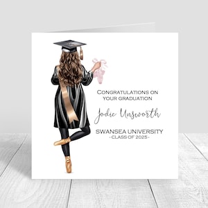 Women's Graduation Card,Ballerina, Handmade Card, Ballet school|Personalised |Congratulations Graduation Gifts CUSTOMISE HAIR,Grad 2025 1739