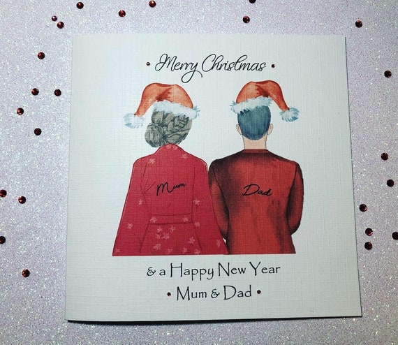 Joyeux Noel Carte Faite A La Main Maman Et Papa Personnalisees Etsy France