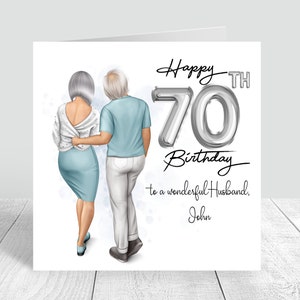 Tarjeta de feliz cumpleaños personalizada para hombres y mujeres, pareja de ancianos 50.º 60.º 70.º marido, esposa, pareja, hermano, hermana, amigo, tarjeta de felicitación 371