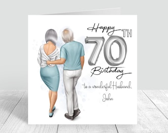 Personalised Happy Birthday Card for Men & Women,Elderly Couple 50th 60th 70th Husband Wife Partner Brother Sister Friend Greeting card 371