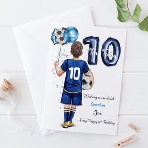 Personalised Boys Football Birthday Card, Happy Birthday Soccer Card, Greeting Card, football Kit Birthday Card, Son 5th 6th 8th 12th 1701