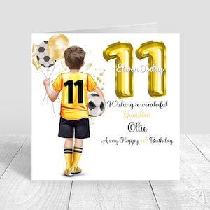 Personalised Boys Football Birthday Card, Happy Birthday Soccer Card, Greeting Card, football Kit Birthday Card, Son 5th 6th 8th 12th 1419