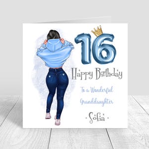 Carte de 16e anniversaire fille faite main et personnalisée Petite-fille/fille/soeur/amie/nièce Carte de voeux de 16e anniversaire 1489
