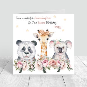 Happy 1st Birthday Mädchen Handgemachte und personalisierte Karte Daughter| Enkelin | Nichte | Tiermotiv