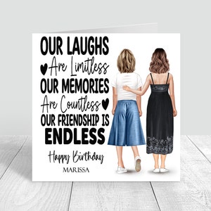 Carte d'anniversaire personnalisée pour femme, faite main, meilleure amie, soeur, meilleure amie, tante, 18, 21, 25, 30, 40, 50, cadeau d'anniversaire, tout 1145