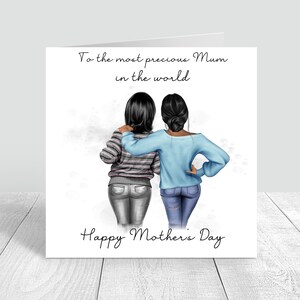 Tarjeta personalizada del Día de la Madre Feliz Mamá hecha a mano / Mamá / Con tarjeta de amor Regalo personalizado del Día de la Madre Tarjeta de madre / hija 886