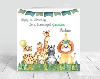 Personalised Boys 3rd Safari Birthday Card Handmade First Birthday Card For Brother Son Grandson Nephew Babies 2nd 3rd 4th Birthday Card