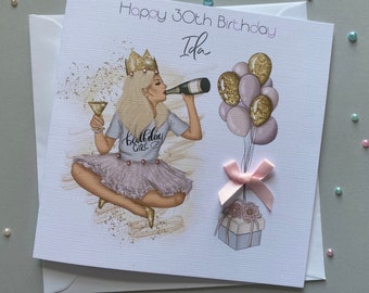 Carte d'anniversaire personnalisée pour femme faite main pour sa fille, petite-fille, nièce, Bestie 18e 21e 30e 25e 40e 50e 35e 45e tout âge
