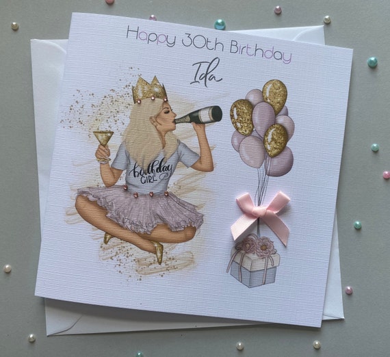 Personalised Women's Birthday Card for her Handmade Daughter Granddaughter Niece Bestie 18th 21st 30th 25th 40th 50th 35th 45th any age