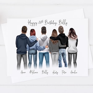Grande carte d'anniversaire personnalisée homme et femme faite à la main 18e 21, 30, 35, 0, grande carte femmes, meilleurs amis, souvenir d'anniversaire de famille 494