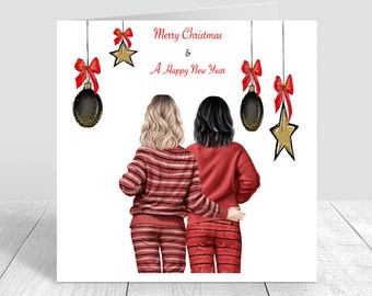 Personalised  Merry Christmas & a Happy New Year Best Friend Christmas Card Xmas Jumpers Card mum daughter bestie personalized