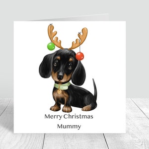 Biglietto di Natale personalizzato bassotto / Biglietto di auguri cucciolo di buon Natale Dashchund Biglietto d'auguri fatto a mano per ragazze/donne Natale bassotto 305